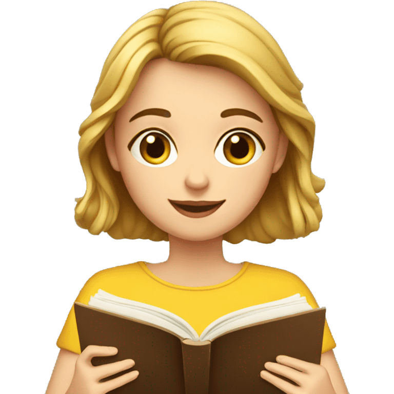 european girl reading book emoji