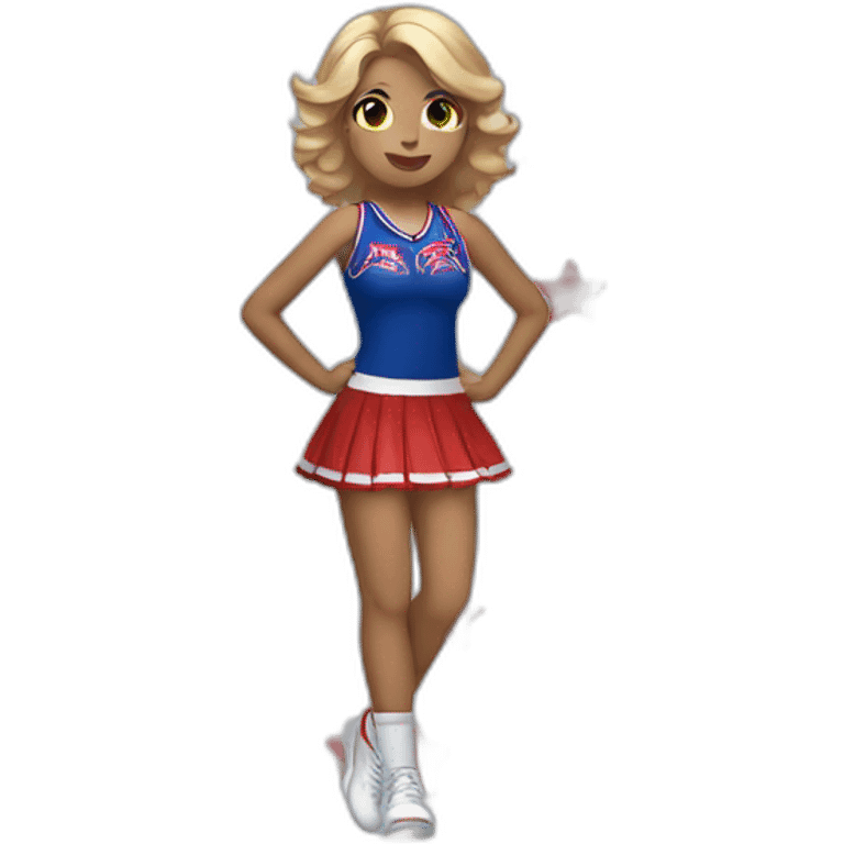 cheerleader wearing blue dress with red stars emoji