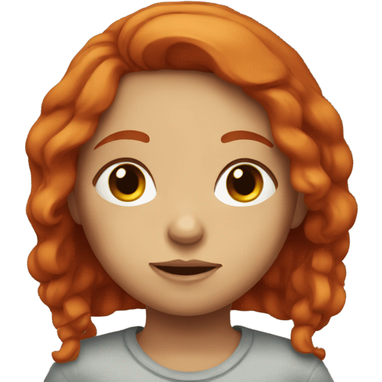 Girl with red hair tired emoji