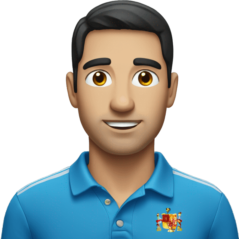 Spanish Man with Blue eyes and black hair in blue polo emoji