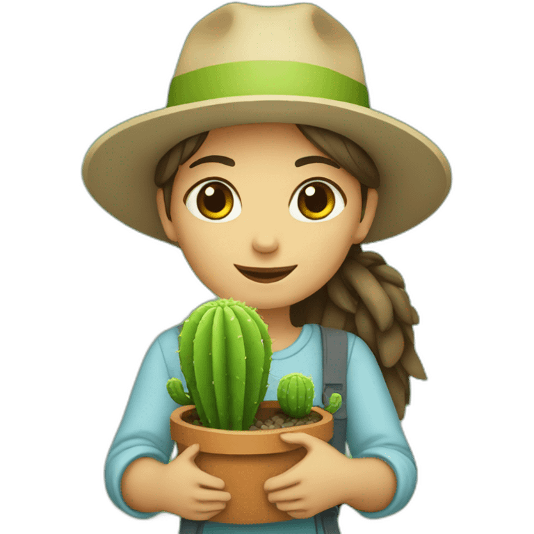 A girl holding a cactus emoji