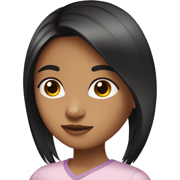 medium skin-young girl-with Hair straight  black emoji