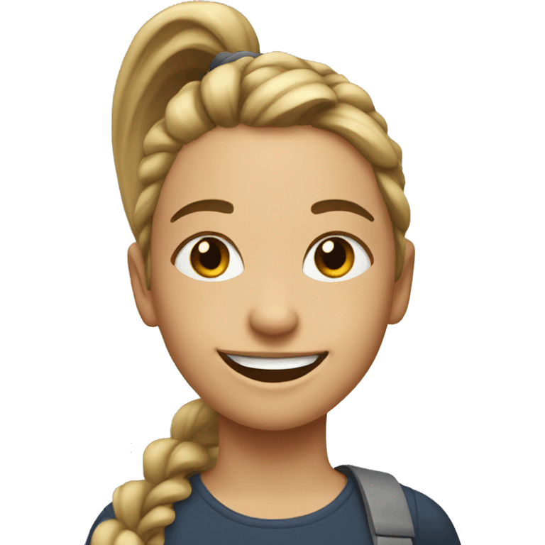 smiling girl with ponytail in car interior emoji