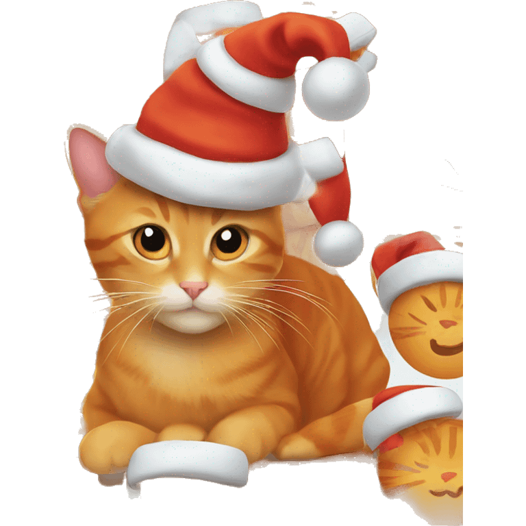 Orange cat with Christmas hat on  emoji