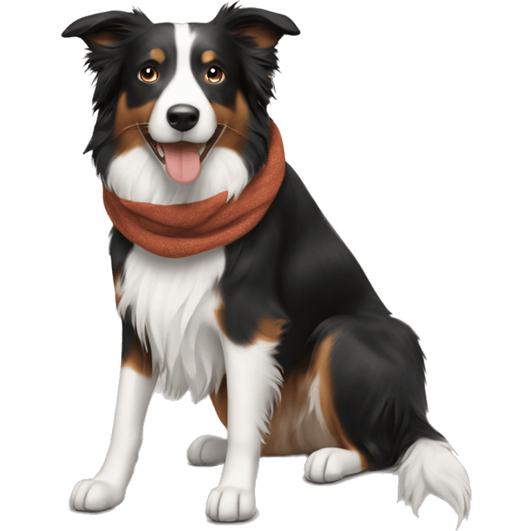 marron scarf, Border collie  emoji