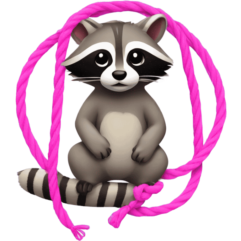 raccoon with pink ropes on wrist and ankles emoji