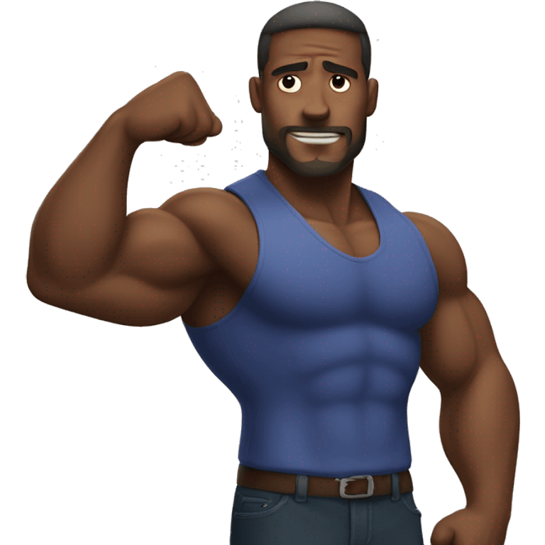 man flexing enormous biceps emoji