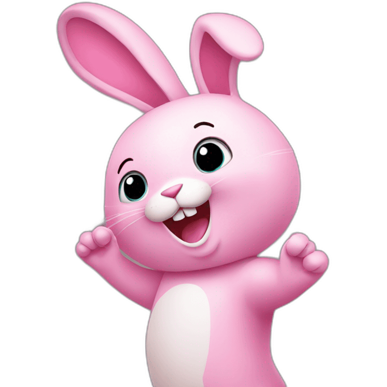 Pink rabbit waving hello  emoji