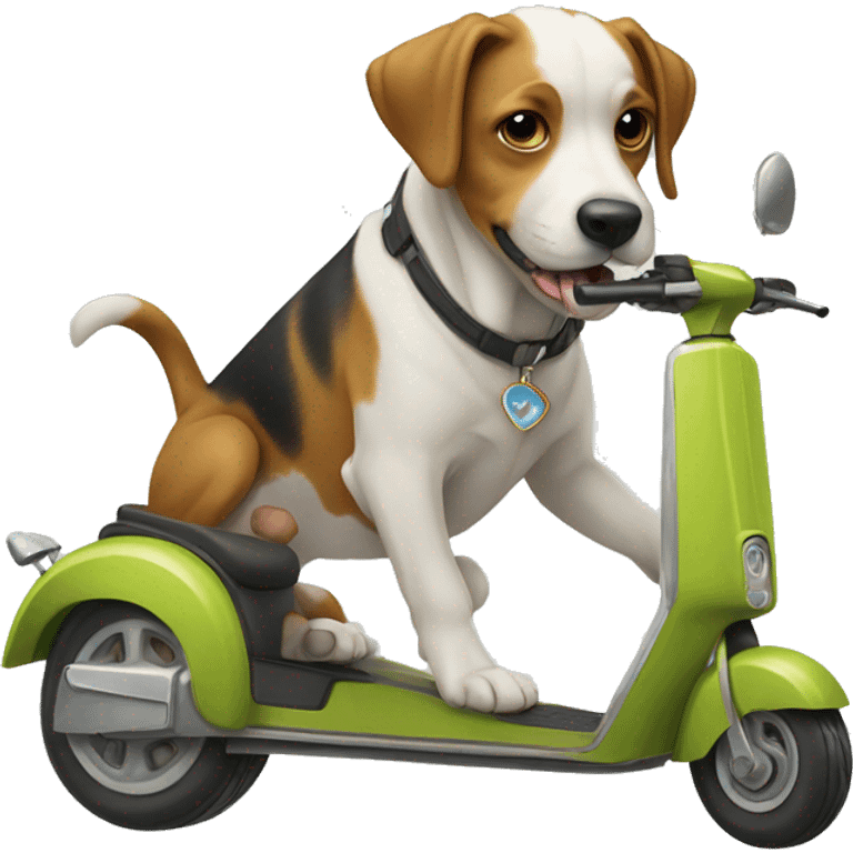 Two dogs pulling a scooter  emoji