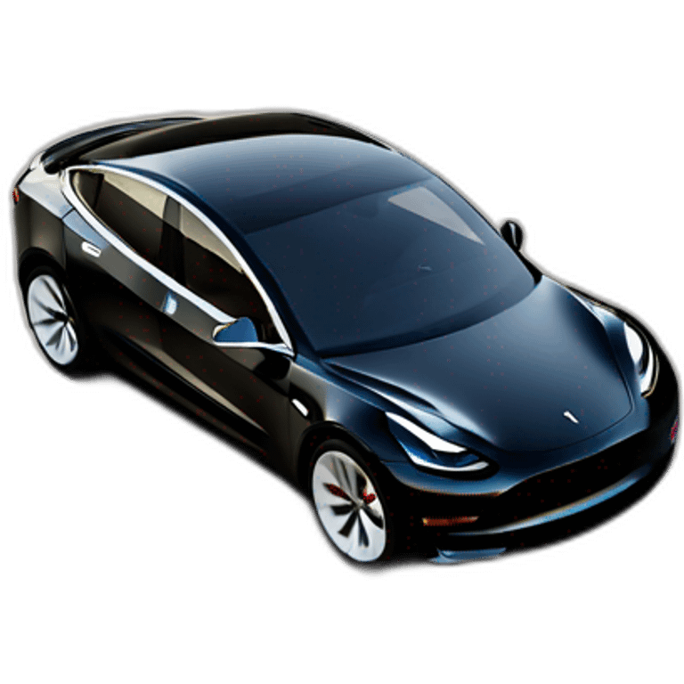 A black Tesla Model 3 at high speed side view slightly blurred emoji