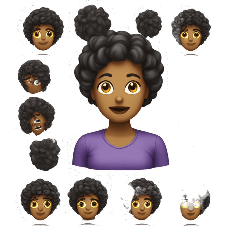 Mujer pelo rizado castaño emoji