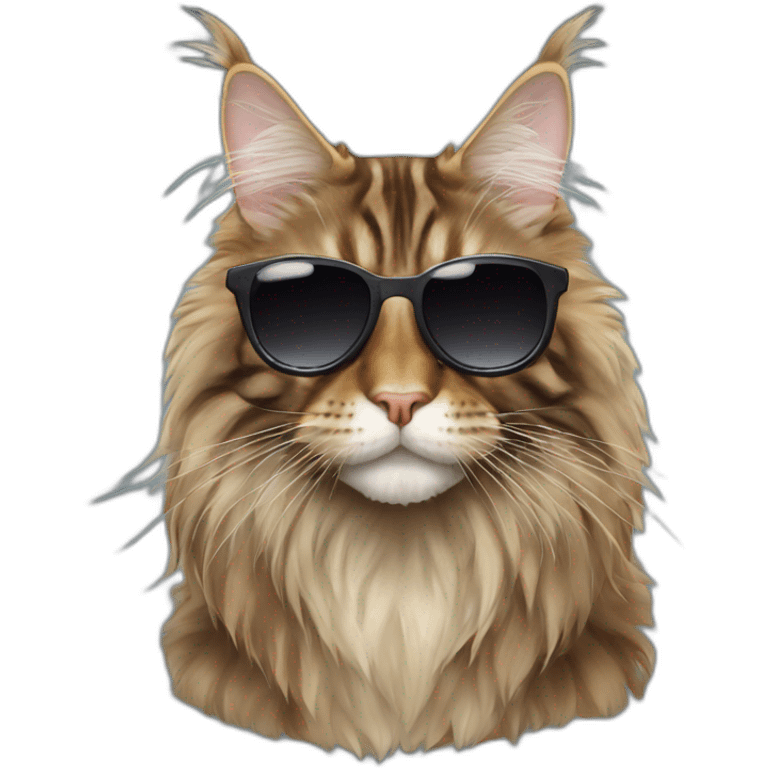 Tabby maine coon with sunglasses emoji