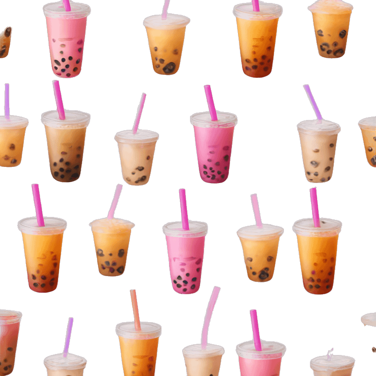 Bubble tea, orange, pink straw emoji