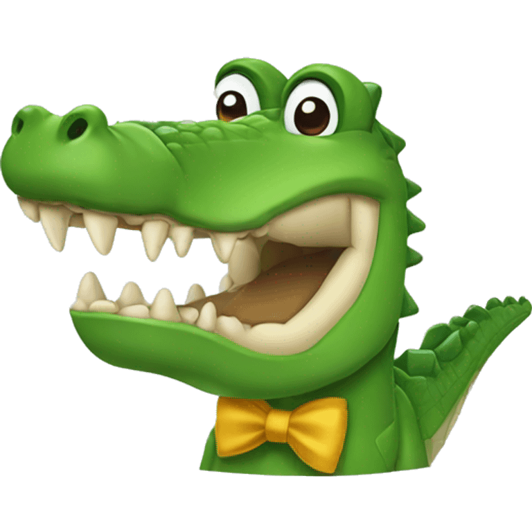 a crocodile with a bow emoji