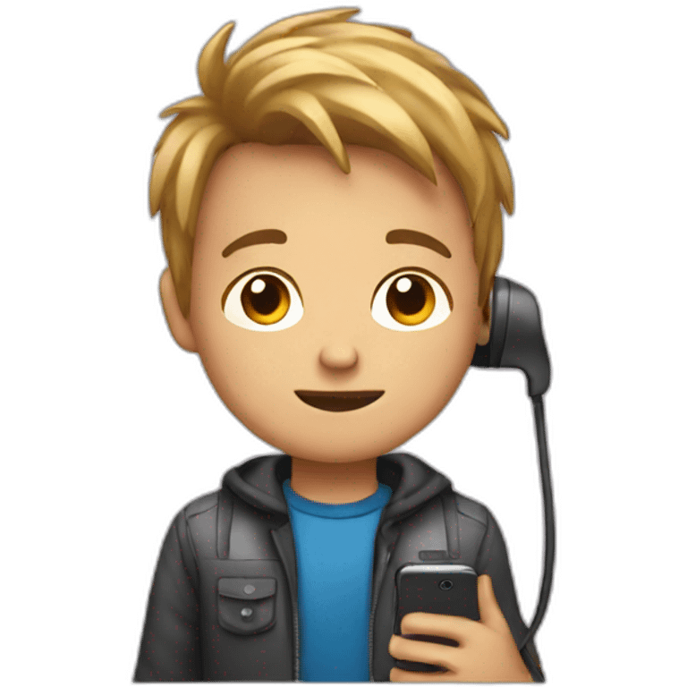 A boy with phone emoji