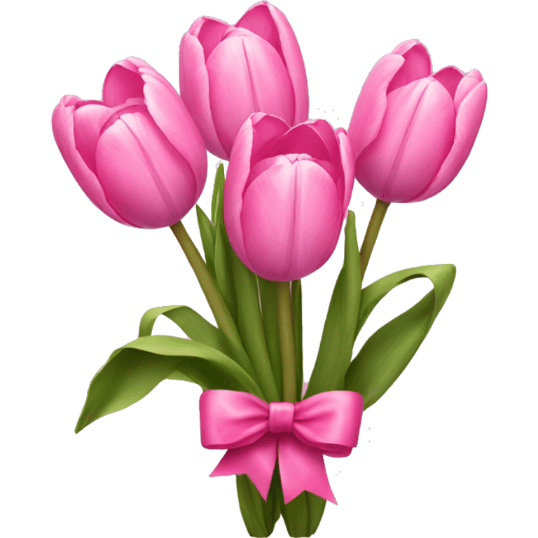 Pink tulips with a bow emoji