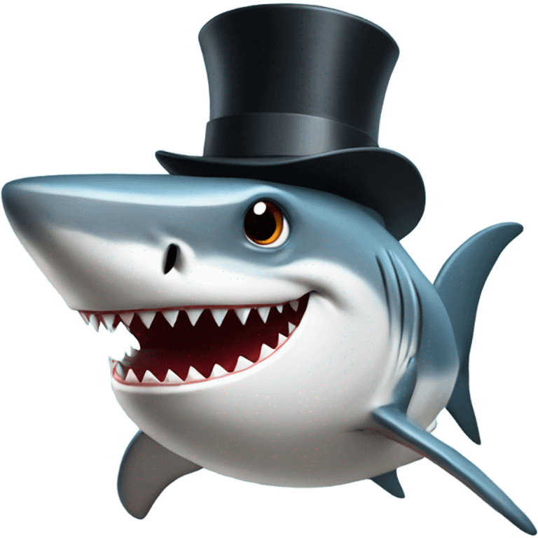 Shark with a top hat emoji