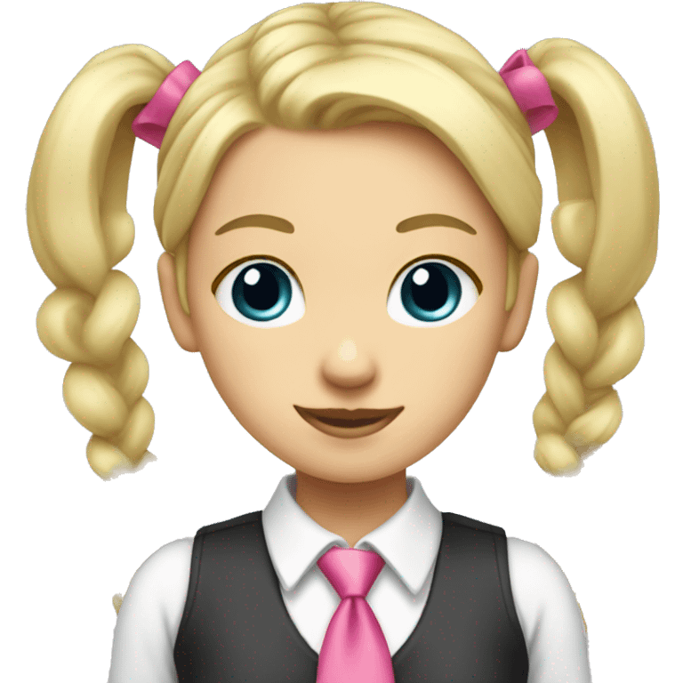 Blonde girl with pigtails and pink ties emoji