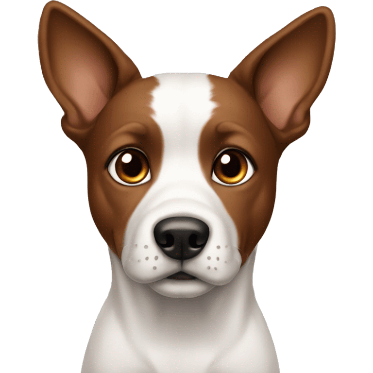 Dog with brown eyes brown and white emoji