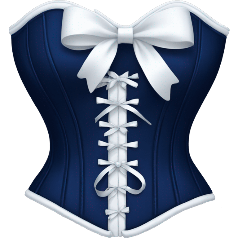 Navy blue corset with a white bow emoji