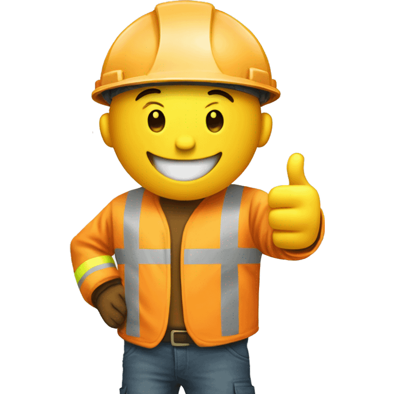 smiley in a construction helmet with thumbs up include safety jacket emoji