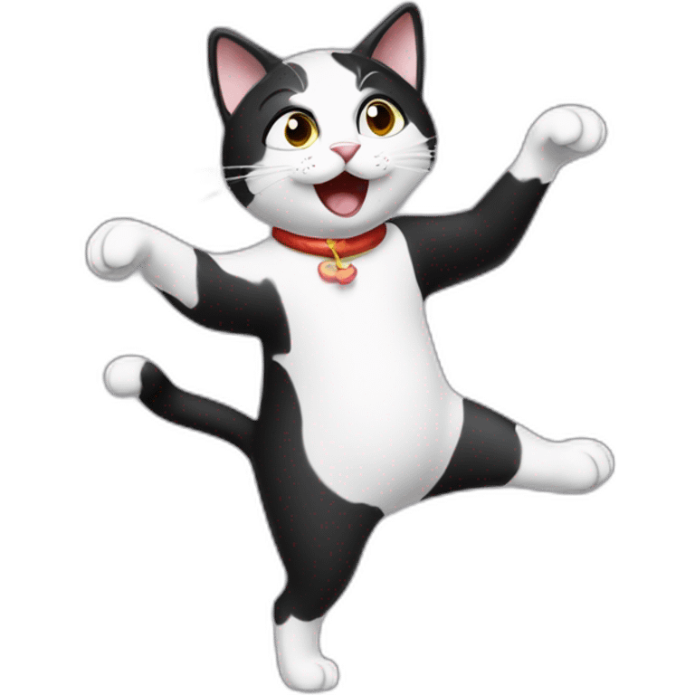 Black and white cat dancing emoji