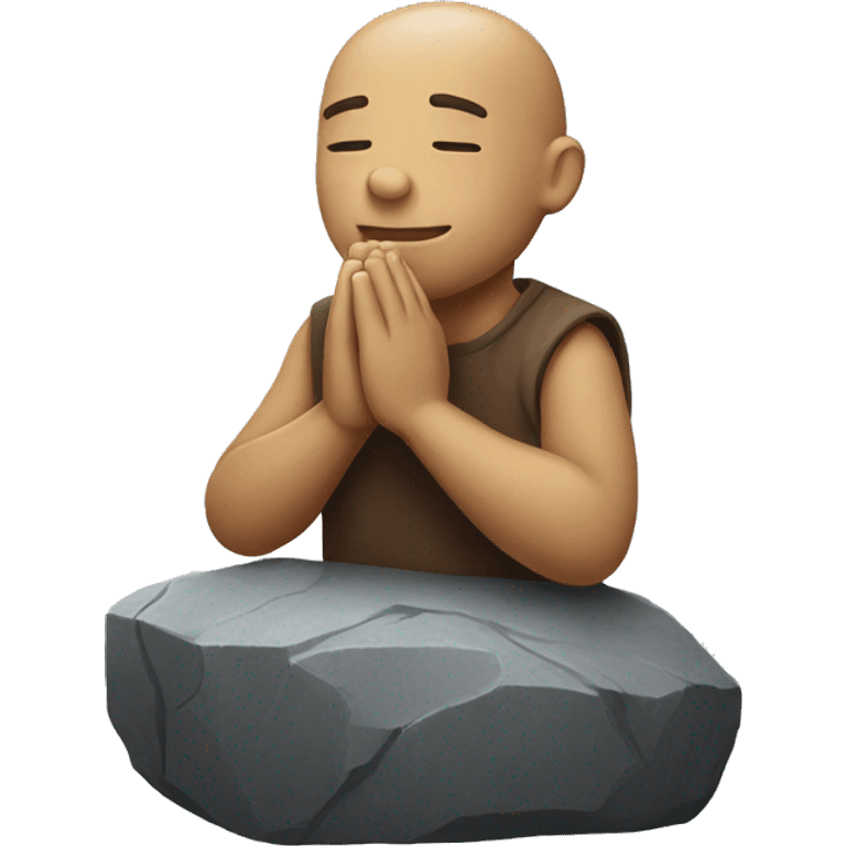 A cute rock that is praying emoji