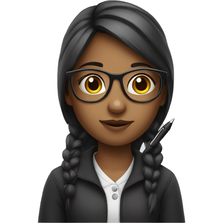 girl with pen and glasses emoji