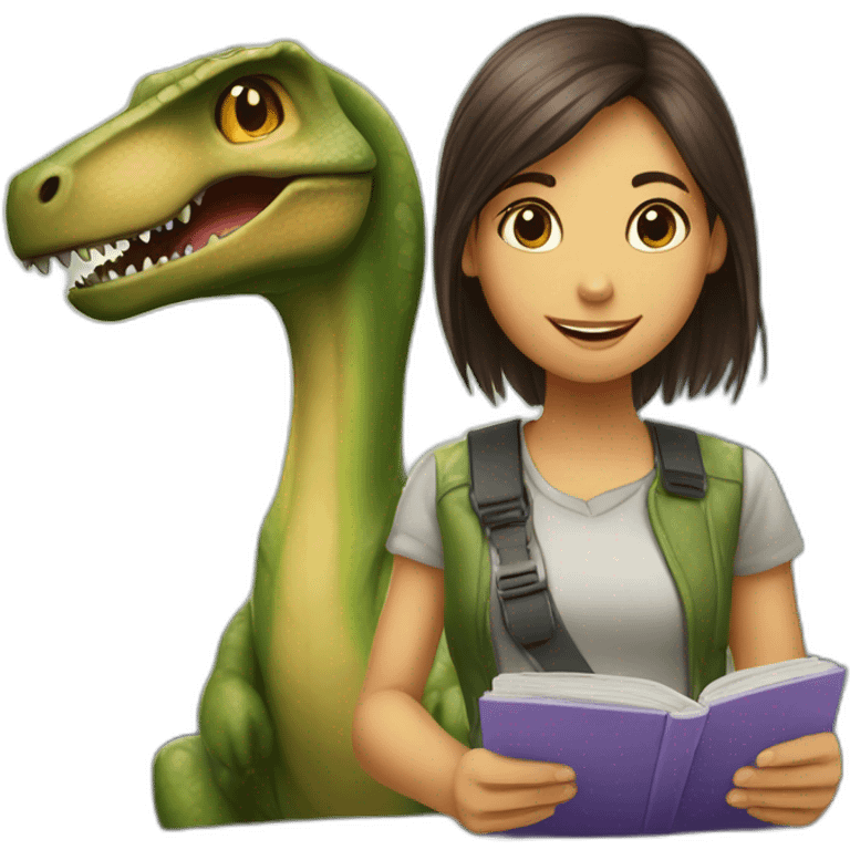 Dinosaure chevauchée par une fille emoji