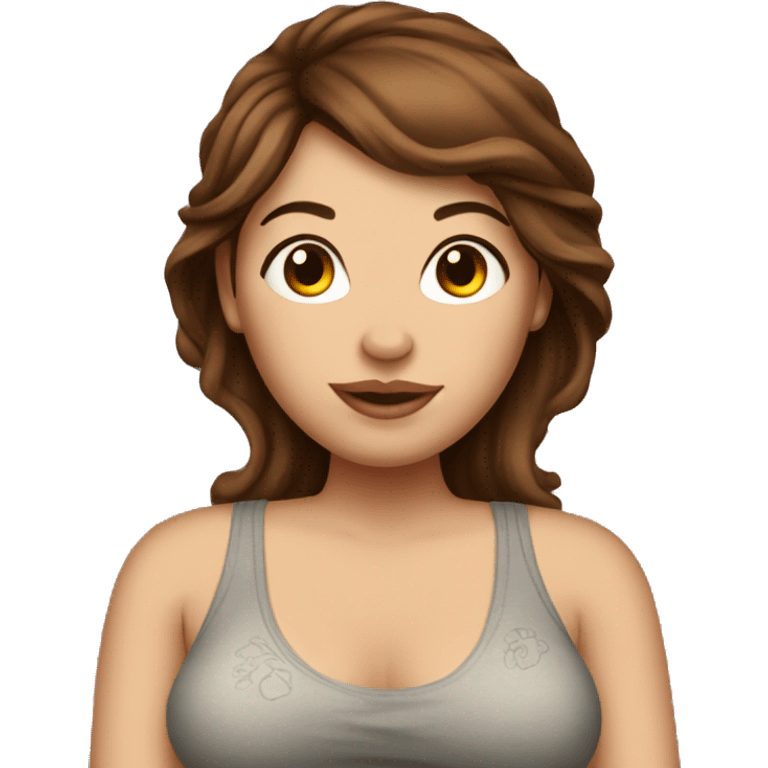 brown hair pregnant lady with tattoos emoji