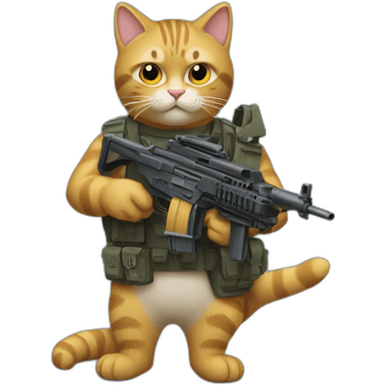 a cat with a machine gun emoji