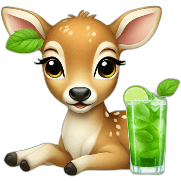 baby deer drinking mojito emoji