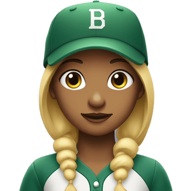 girl in baseball cap with green eyes emoji