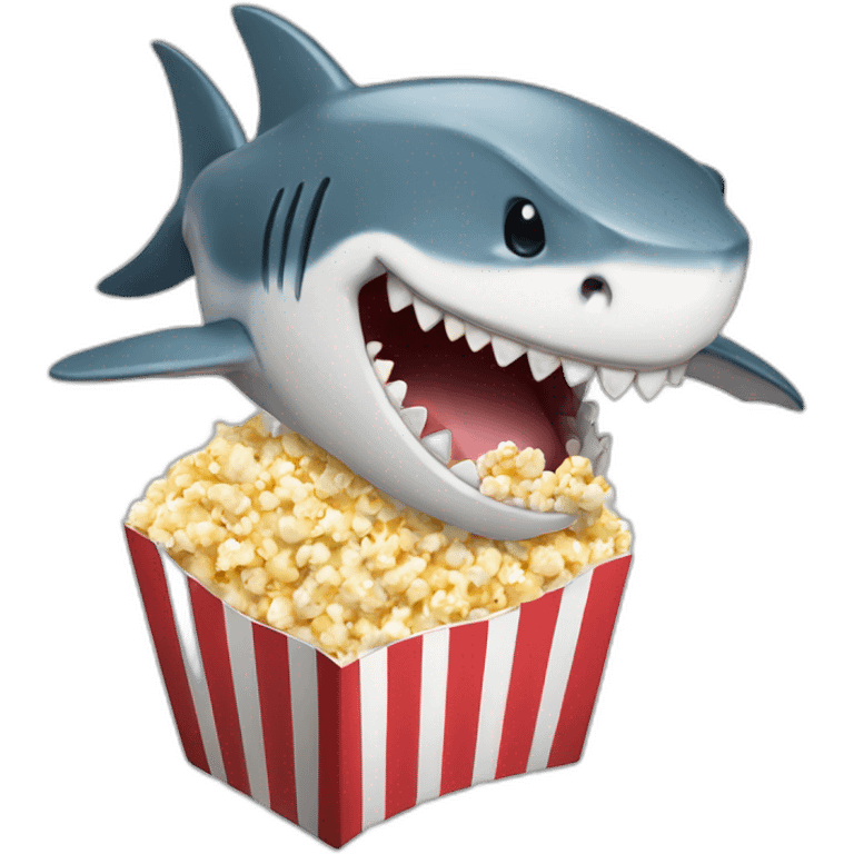 Shark laugh with popcorn emoji