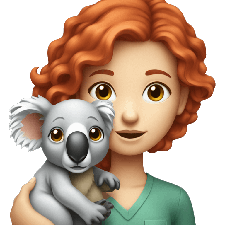 red hair australian girl holding a koala emoji