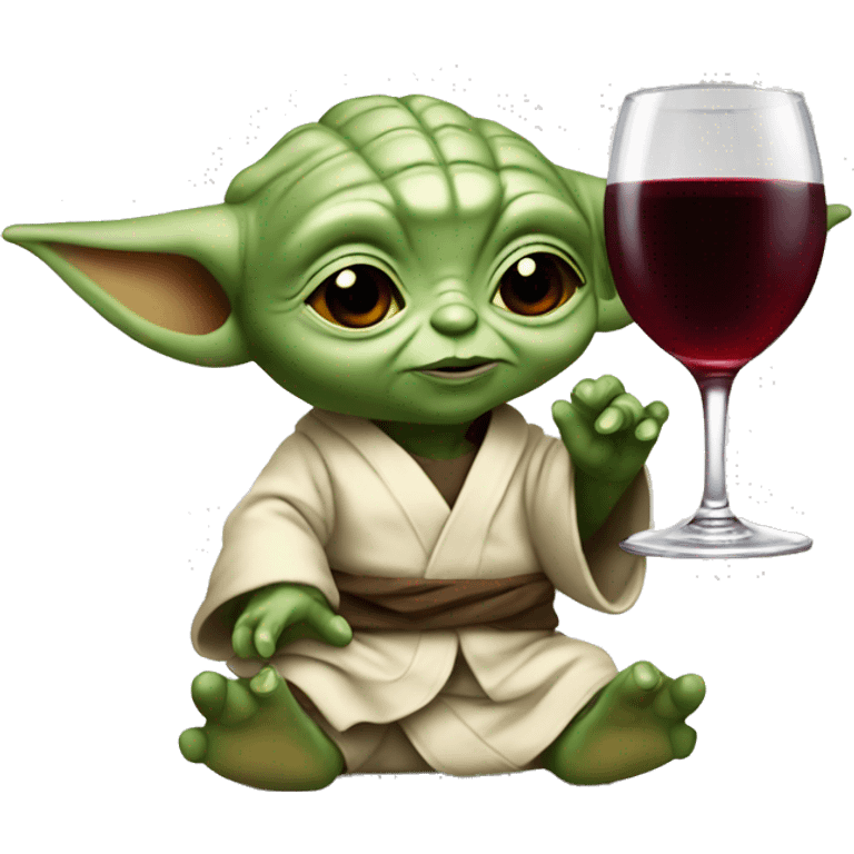 yoda baby with red wine glass emoji