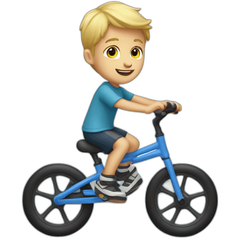 young blonde boy on a balance bike emoji