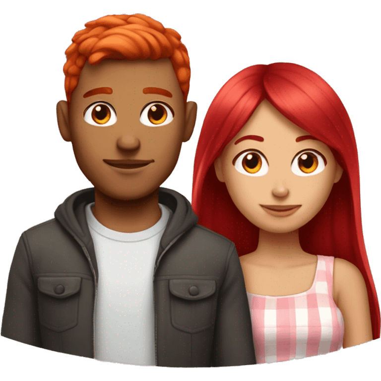 Cherry red hair girl with her boyfriend emoji