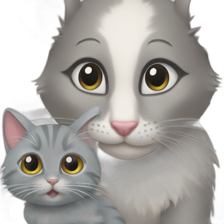 Mouse and gray kitten emoji