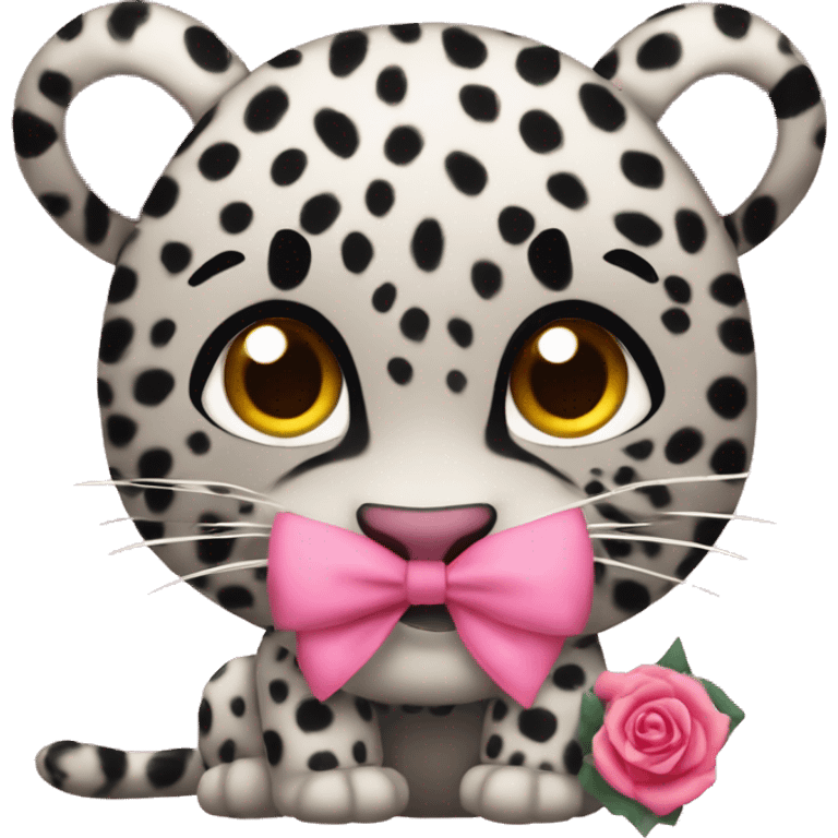 Leopardo con lazo y uñas rosas emoji