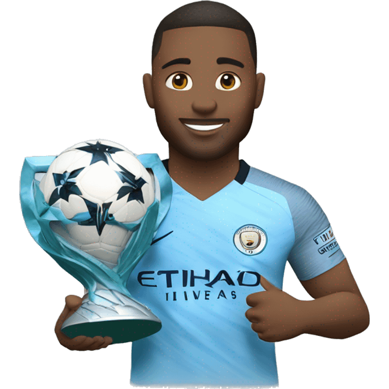 a manchester city faan holding the UEFA Champions League emoji