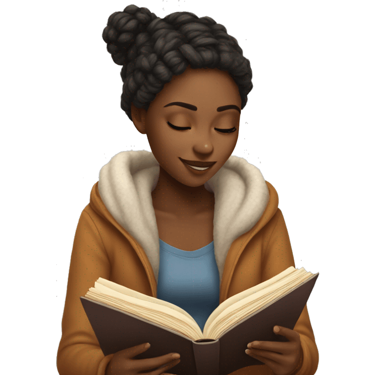 cozy girl reading book realistic emoji