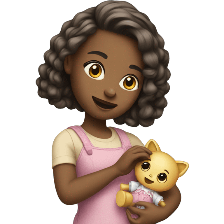 girl playing with doll emoji