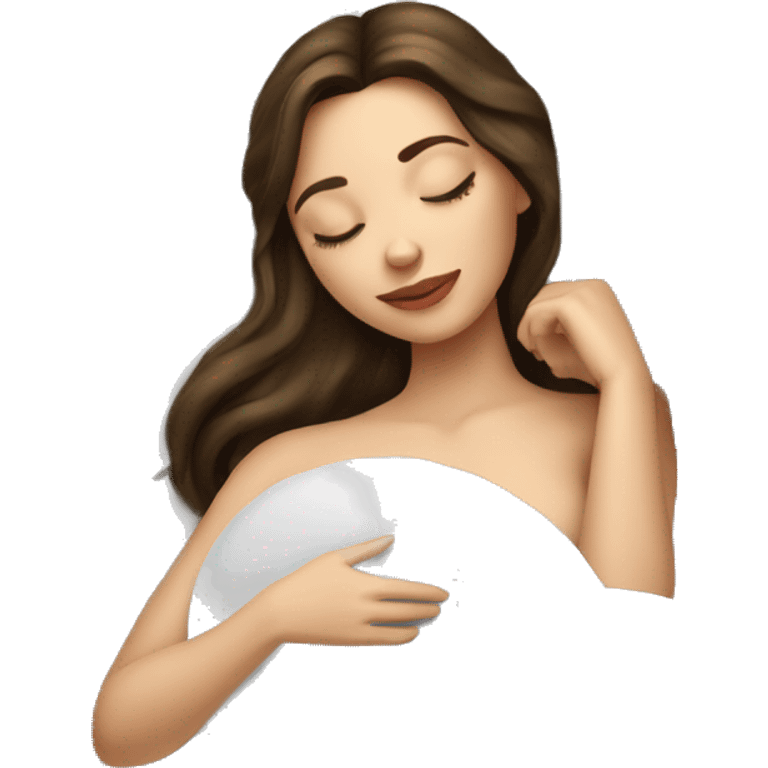 sleeping beauty brunette white girl with a silk pillow emoji