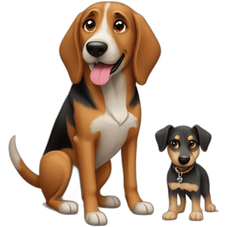 adult coonhound and German shepherd mix dog walking emoji