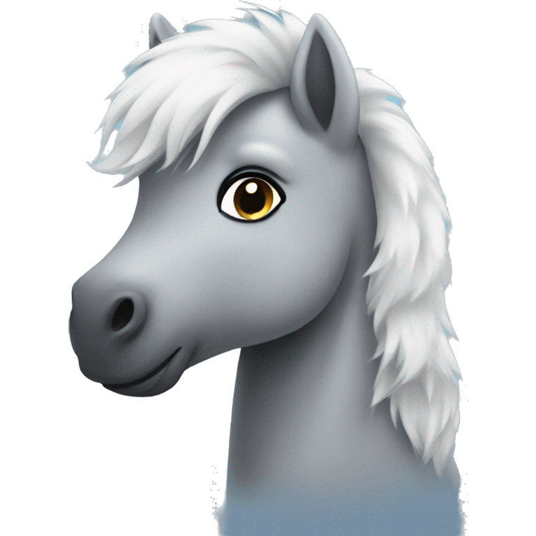 Cute fluffy grey pony emoji