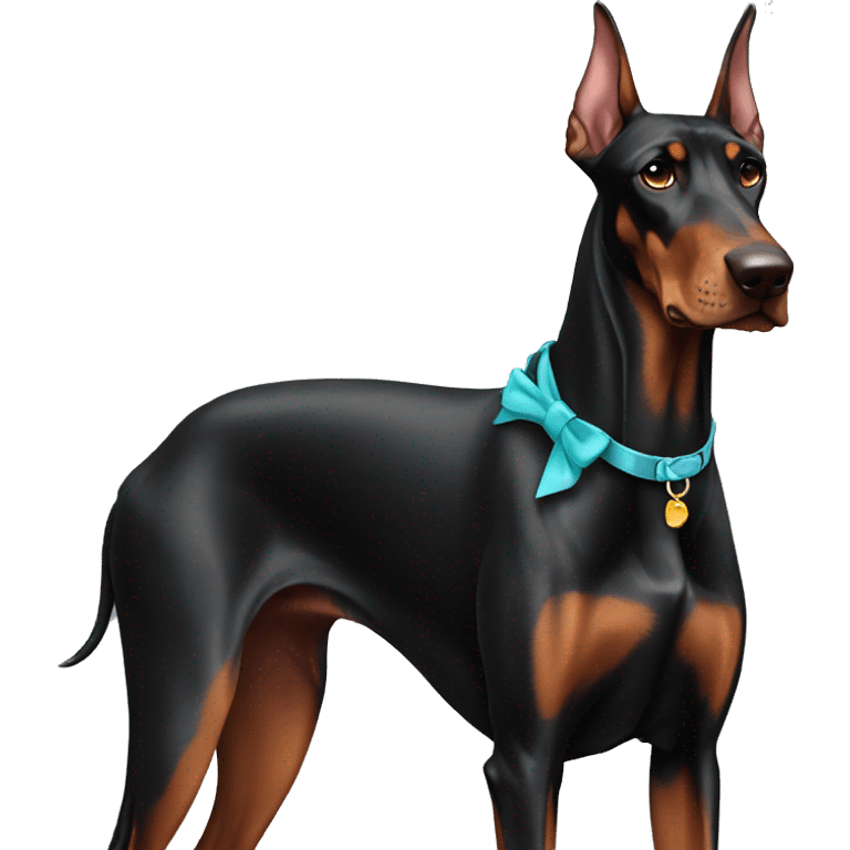 male doberman with a bow emoji