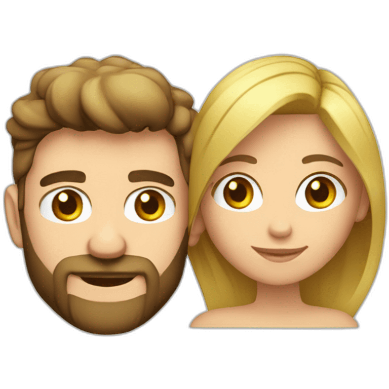 Pareja chica rubia y hombre calvo con barba besándose emoji