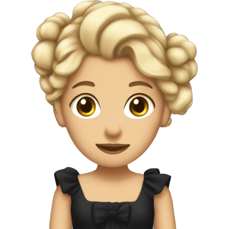 Joly wearing a black dress with bows in her hair  emoji