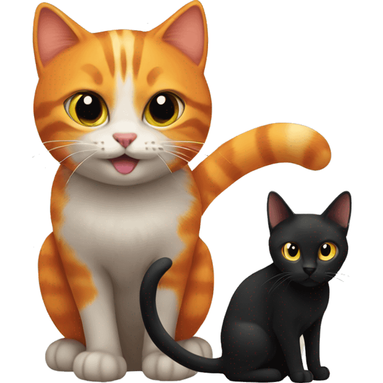 Orange cat next to black cat emoji